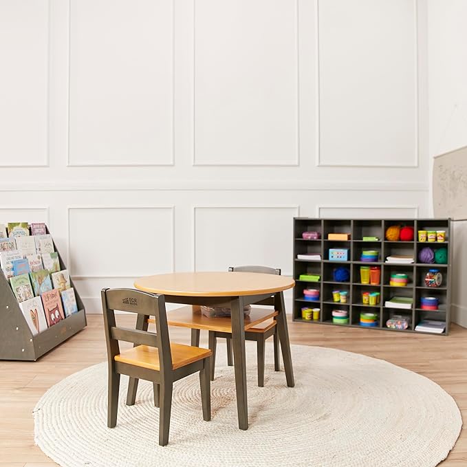 ECR4Kids Streamline 25 Cubby Tray Storage Cabinet, 5x5, Classroom Furniture, Grey Wash