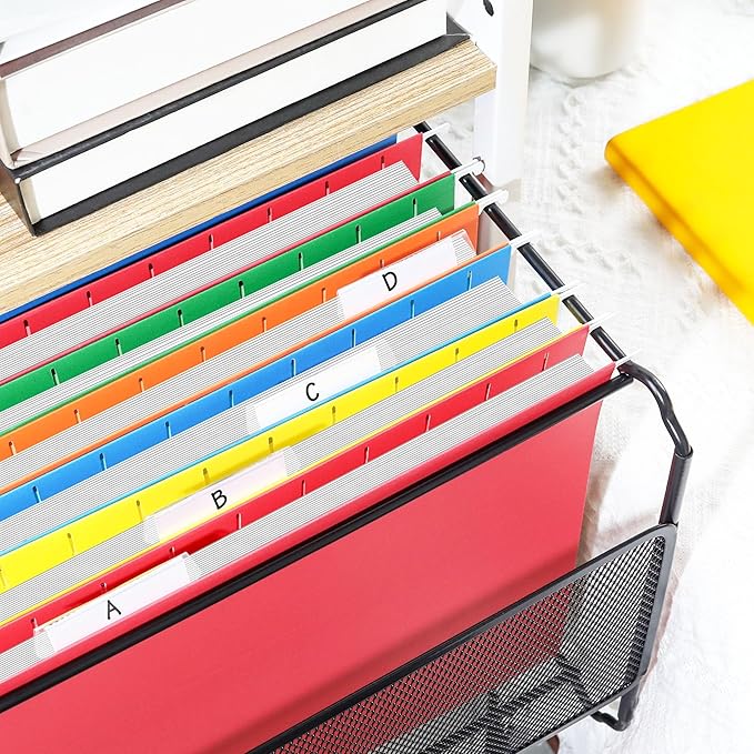 SUNEE Hanging File Folders Extra Capacity Assorted Colors, 25 Pack Letter Size File Folders with 1/5-cut Tabs, Heavy Duty 2 Inch Expansion, Stay Organized for Your Home and Office Bulk File