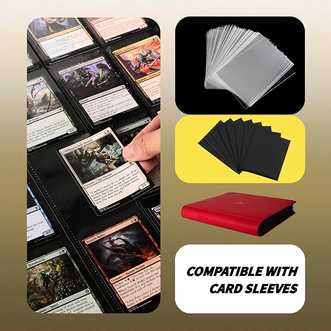 2000 Pockets Trading Card Binder, 20-Pocket Card Ablum Compatible with MTG,Sports Cards & Other Standard Size Trading Card (RED)