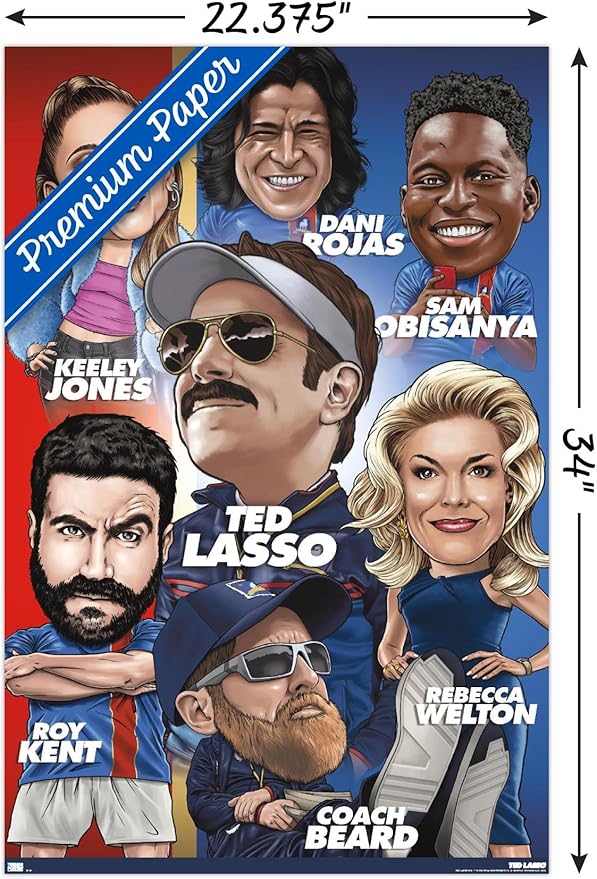 Ted Lasso - Character Grid Wall Poster, 34L" x 22.4W", Premium Unframed Version