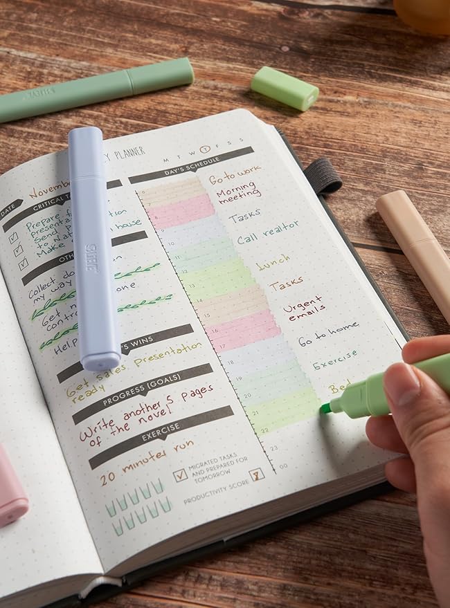 BLIEVE- Aesthetic Highlighters No Bleed Through Assorted Colors, Cute Highlighter For Journaling Office Supplies And Accessories, Bible Highlighters And Pens No Bleed Chisel Tip (EARTHY)