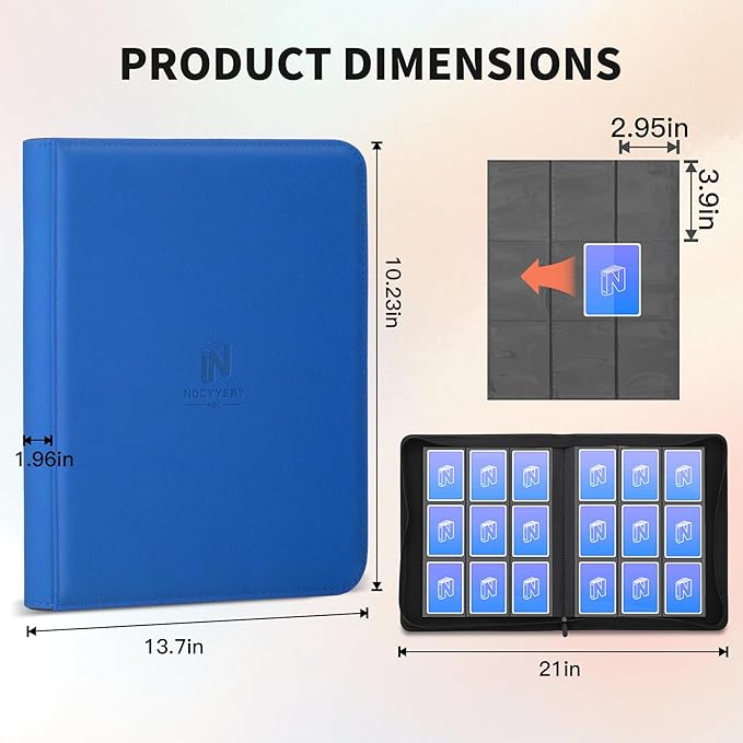 Trading Card Binder, Premium 9 Pocket 540 Double Sided Pocket Collection Binder, Card Album for TCG Card Holder for Game Card, Sports Card, Yugioh, MTG etc (Blue)
