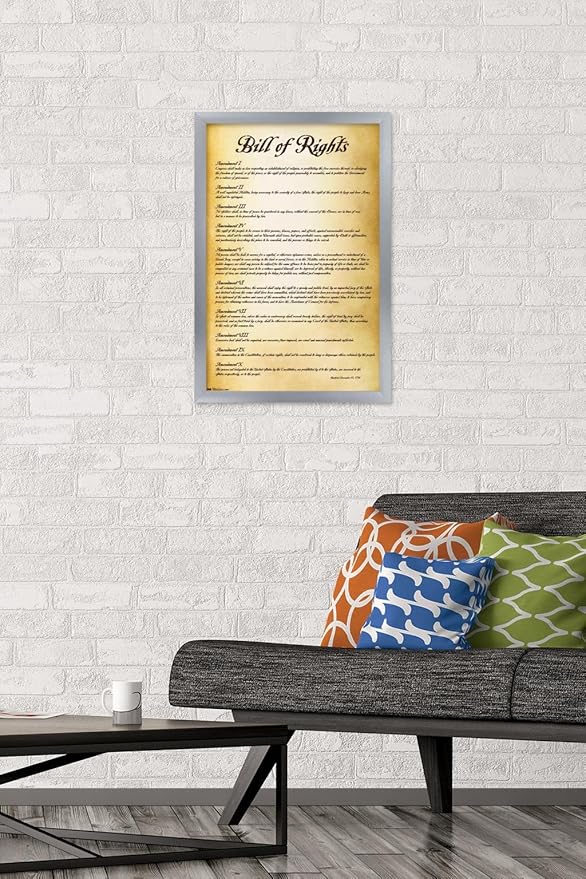 Trends International The United States of America - Bill of Rights Wall Poster, 14.725" x 22.375", Silver Framed Version