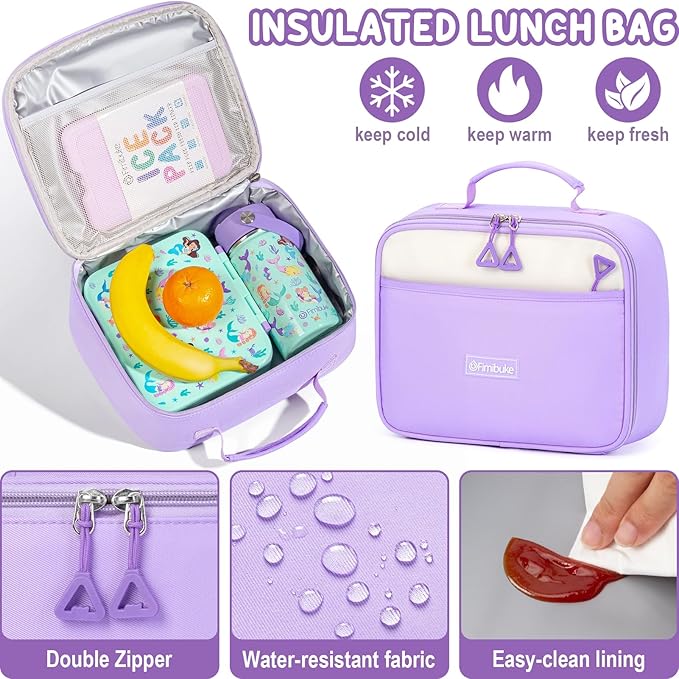 Fimibuke Backpacks for Girls, 3 PCS Waterproof School Backpack with Lunch Box & Pencil Pouch for Kids Teen Girl, Cute Bookbag School Bag for Elementary Middle High School Student Ages 6+(Khaki)