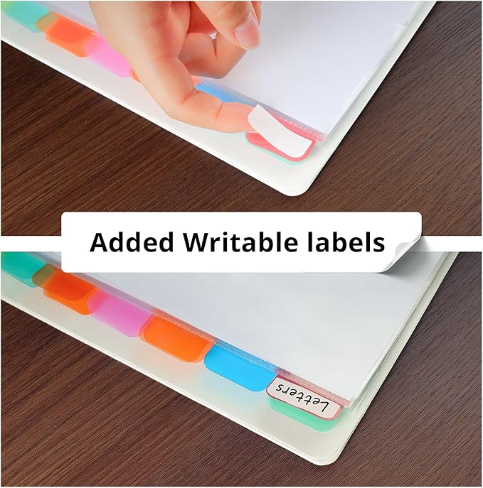 Binder Dividers with Tabs, 8 Tab Clear Sheet Protectors for 3 Ring Binder, White Dividers for 3 Ring Binder Page Protectors, Notebook Binder Sleeves with Pockets, 3 Set (24 Pcs)