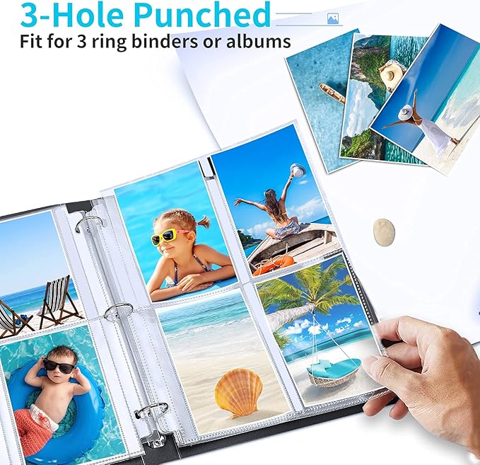30 Pack Photo Sleeves for 3 Ring Binder - (3.5x5, for 240 Photos), Archival Photo Page Protectors 3.5x5, Clear Plastic Photo Album Refill Pages Photo Pockets, Postcard Sleeves, Seed Binders