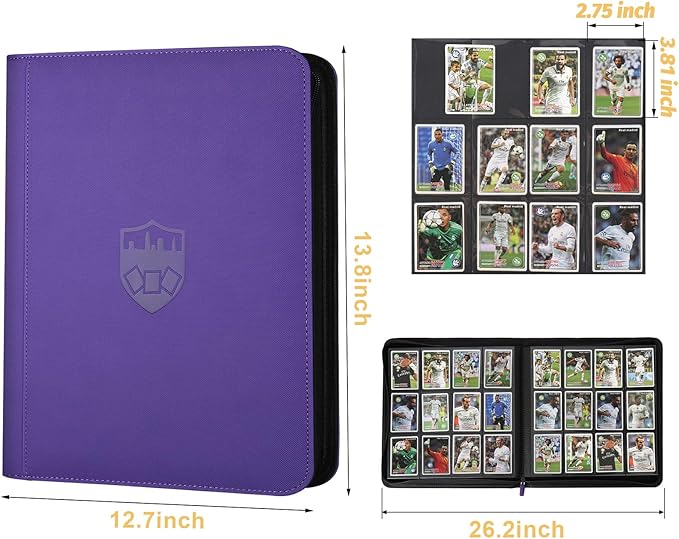 Trading Card Binder 12 Pocket, GERMUN PU Cover Card Binder for 720 Cards, Premium Trading Card Holder Folders, Double Sided Pocket Card Album for MTG, TCG (Purple)