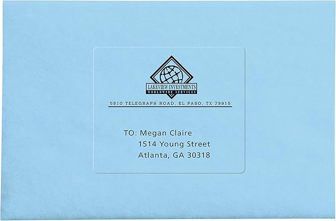 Avery Printable Shipping Labels with Sure Feed, 3-1/3" x 4", Matte Clear, 60 Blank Mailing Labels (15664)