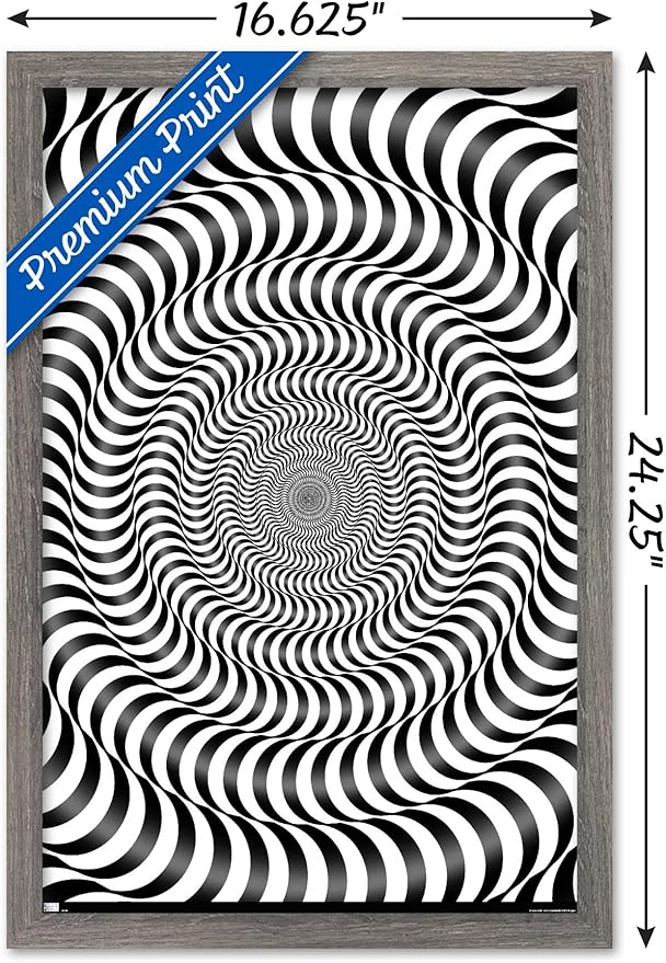 Trends International Zebra Stripe Optical Illusion Wall Poster, 14.725" x 22.375", Barnwood Framed Version