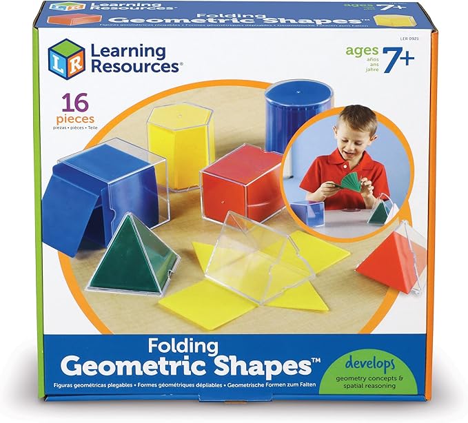 Learning Resources Folding Geometric Shapes Set - Classroom Must Haves, Teacher Supplies, Geometry Game, Pattern Blocks, Homeschool, 3d School Figures for Teaching, Math Manipulatives Essentials