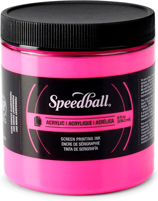Speedball, 46216, Acrylic Screen Printing Ink, 8 Fl Oz. 237 ml, Fluorescent Magenta