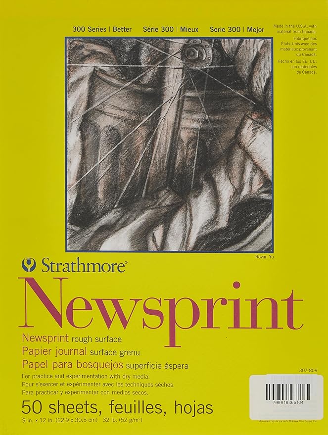 Strathmore STR-307-809 50 Sheet Rough Newsprint Pad, 9 by 12"