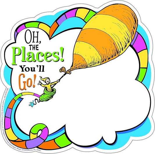 Eureka Dr. Seuss Oh The Places You'll Go Paper Cut-Out Classroom Decorations for Teachers, 36 Pieces