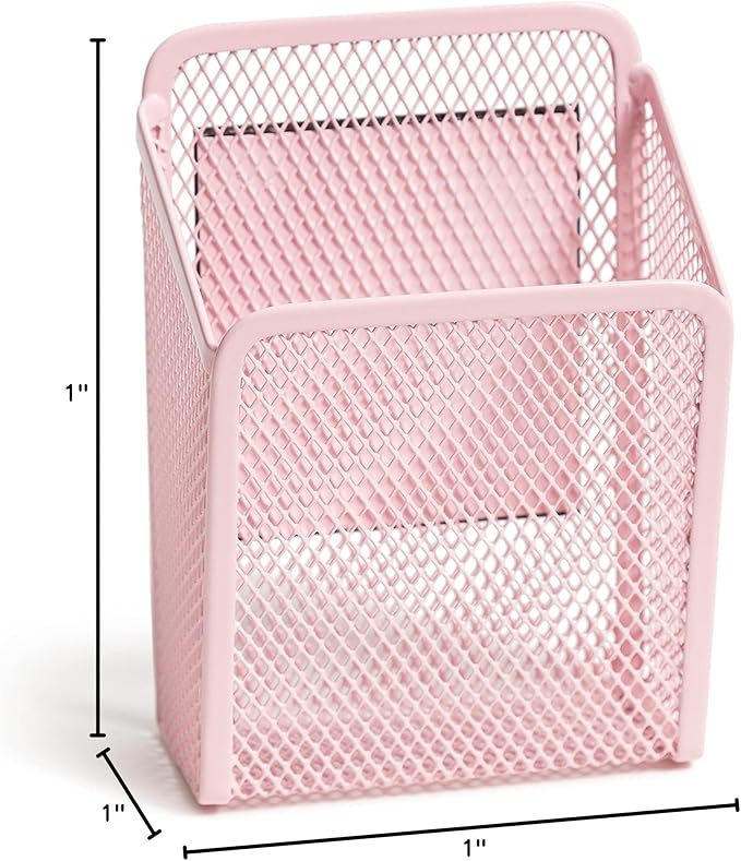 U Brands Blush Mesh Locker Organization Kit, Includes Magnetic Cup, Folding Shelf and Bin, 3 Pieces