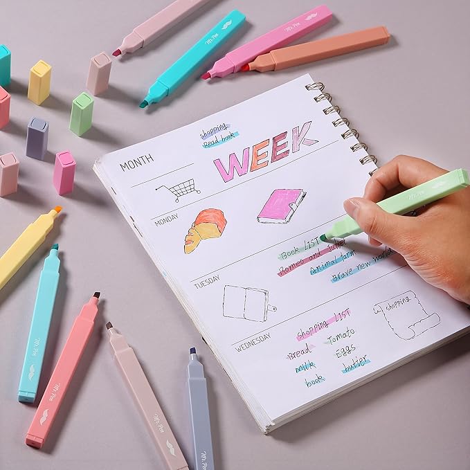 Mr. Pen- Aesthetic Highlighters, 10 pcs, Chisel Tip, Pastel Colors, Cute Highlighters Assorted Colors