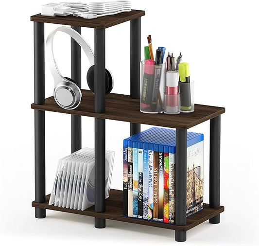 Furinno Turn-N-Tube Accent Decorative Shelf, Columbia Walnut/Black