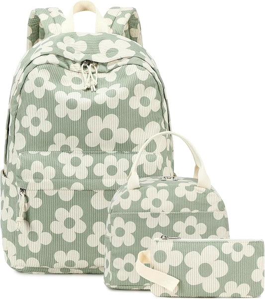 Bluboon School Backpack Set Girls Womens Laptop Bookbag Casual Daypack Fits 15 inch Laptop with Lunch Tote Bag and Pencil Bag