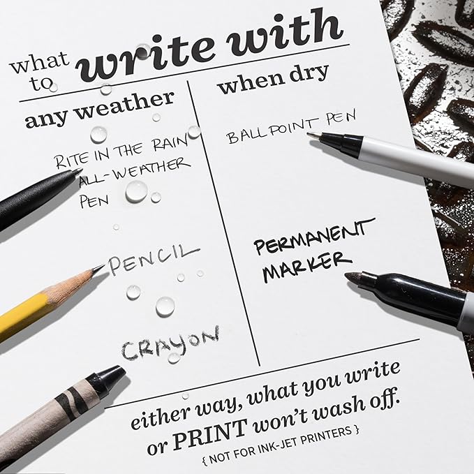 Rite in the Rain Weatherproof Bulk Copier Paper, 8.5" x 11", 20# White, 500 Sheet Pack (No. 208511X)
