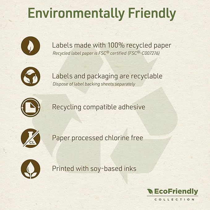 Avery EcoFriendly Recycled Shipping Labels, 2" x 4", White, Permanent Adhesive, Laser & Inkjet Printers, 1,000 Total, Great for Shipping and Mailing, Product Merchandising, and More (48163)