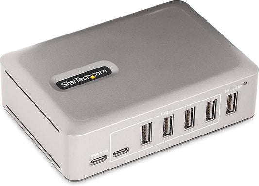 StarTech.com 7-Port USB-C Hub - 5X USB-A/2x USB-C - Self-Powered w/65W Power Supply - USB 3.1 10Gbps - Desktop/Laptop USB Hub w/3ft USB-IF Certified Locking Cable - USB C Splitter, TAA