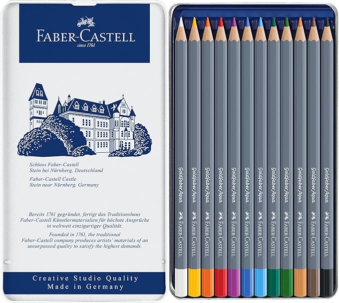 Faber-Castell Goldfaber Aqua Watercolor Pencils - Pre-Sharpened Water Colored Pencils (12 Count)