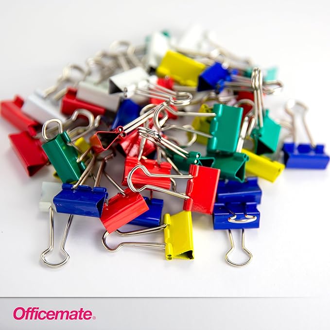 Officemate Small Binder Clips, Assorted Colors, 36 Clips per Tub (31028)