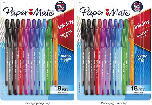 Paper Mate InkJoy 100ST Ballpoint Pens, Medium Point (1.0mm), Assorted, 18 Count (Pack of 2)