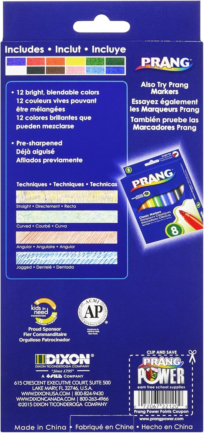 Prang 22120 Prang Colored Wood Pencil Set, 3.3 mm, 12 Assorted Colors, 12 Pencils/Set (Pack of 12, 144 Count Total)