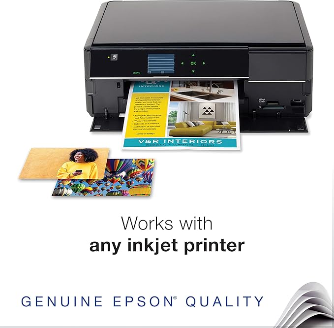 Epson Premium Presentation Paper MATTE (8.5x11 Inches, Double-sided, 50 Sheets) (S041568),Bright White