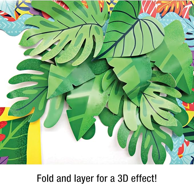Carson Dellosa One World 36pc Tropical Leaves Bulletin Board Decorations, Tropical Decor for Bulletin Board, Party, Classroom Decor, and Summer Bulletin Board Decorations, Boho Classroom Decor