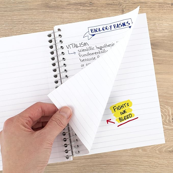 Five Star Spiral Notebook, 1 Subject, College Ruled Paper, 4-3/8" x 7", Personal Size, 80 Sheets, Fights Ink Bleed, Water Resistant Cover, White (450048E)