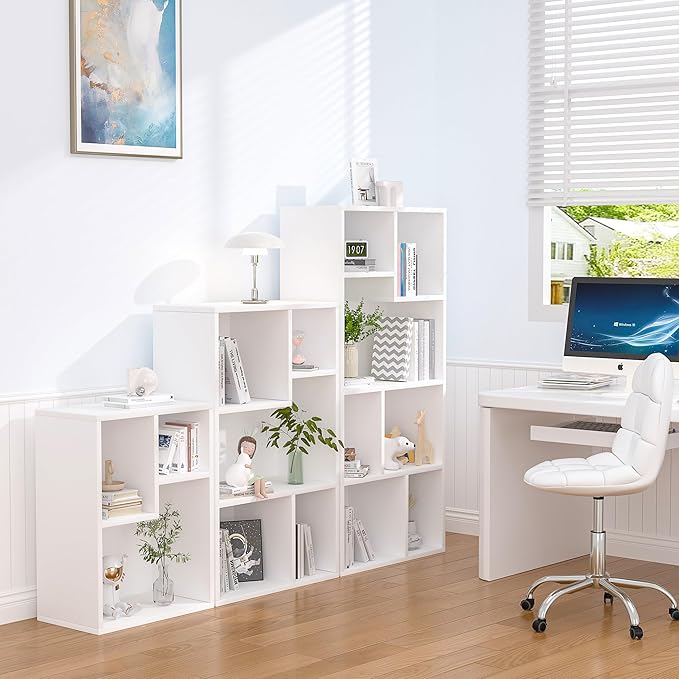 VECELO Small White Bookshelf, 3 Cube Shelf, Fits Tallest Hardcovers, Horizontal Available, Short Bookcase for Small Spaces,White