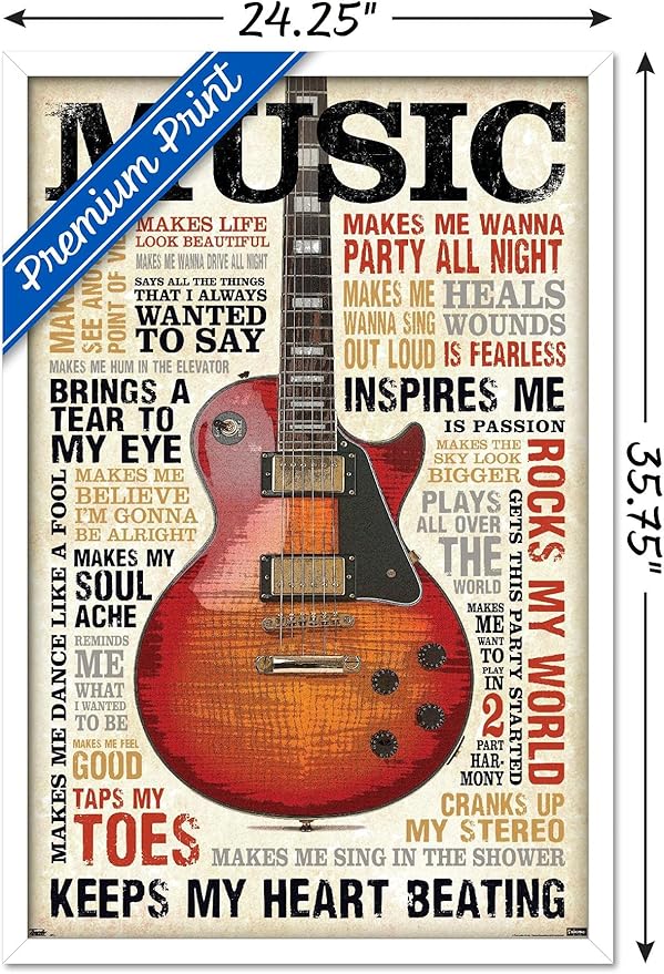 Trends International Music Inspires Me Wall Poster, 22.375" x 34", White Framed Version
