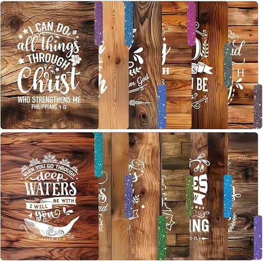 PARTH IMPEX 12 Pack Decorative File Folders, 1/3 Cut Tab with Assorted Positions, Letter Size Paper Holders (9.37” x 11.75”) Matte Finish Laminated - Motivational Inspirational Bible Verse Quotes