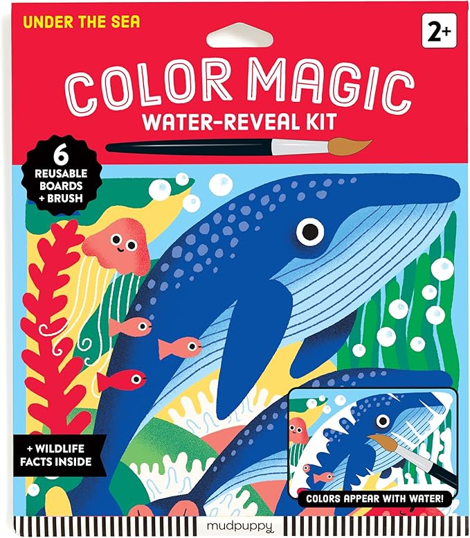 Mudpuppy Under The Sea – Color Magic Water Reveal Kit with Illustrations of Ocean Creatures for Children Ages 2 and Up