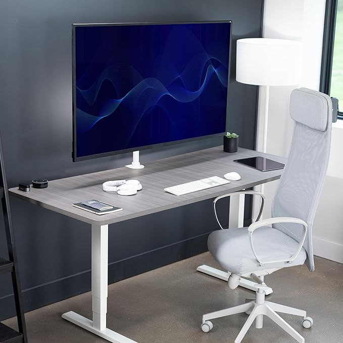 VIVO Ultra Wide TV Desk Mount for up to 55 inch Screens Weighing 66 lbs, Full Motion Height Adjustable Single Television Stand, White, STAND-V155CW
