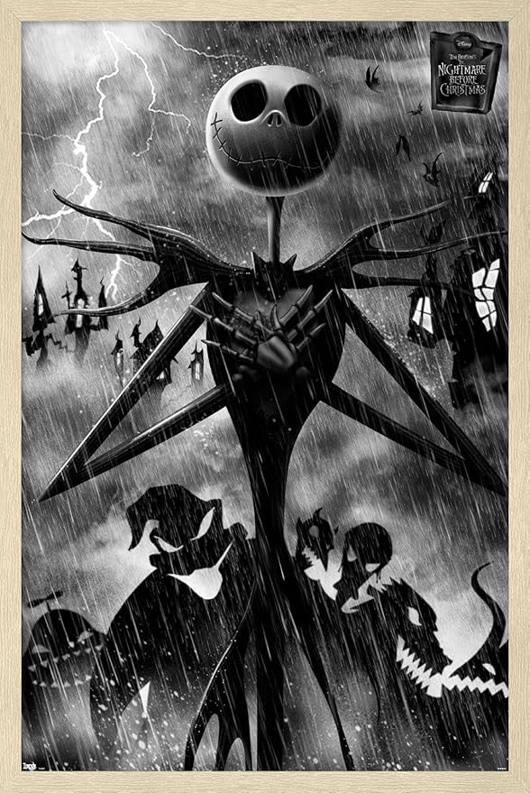 Disney Tim Burton's The Nightmare Before Christmas - Shadows Wall Poster, 22.4L" x 14.7W", Blonde Framed Version