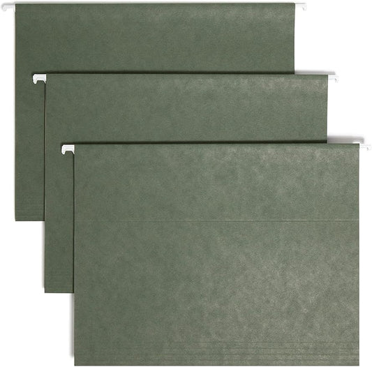 Smead Hanging File Folder with Tab, 1/5-Cut Adjustable Tab, Letter Size, Standard Green (64055), (Pack of 10, 250 Count Total)