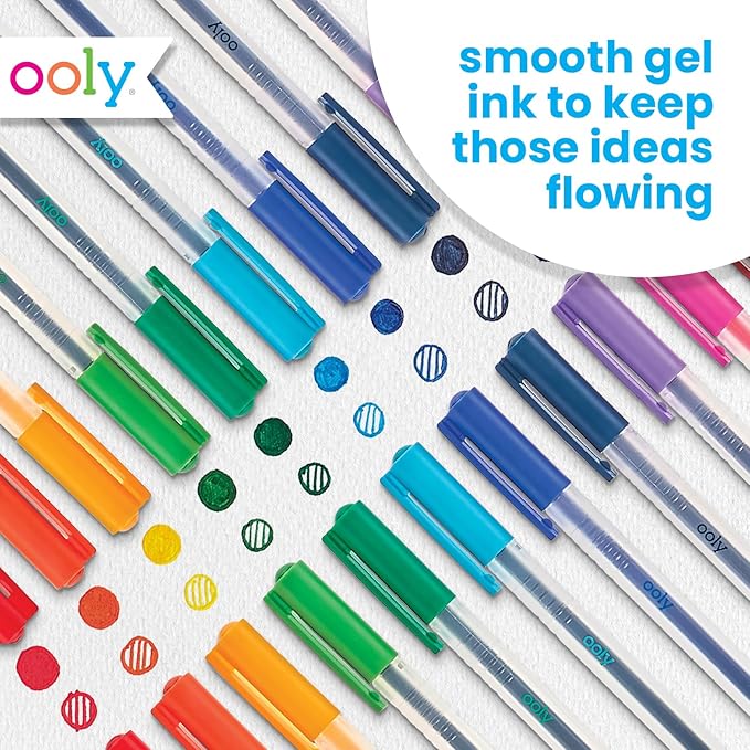 Ooly Color Luxe Gel Pen, Set of 12, Coloring, Drawing, and Notetaking Gel Pens, Great for Journaling, Scrapbooking, and any Adult Coloring Book, Colored Pens for Work, School Supplies