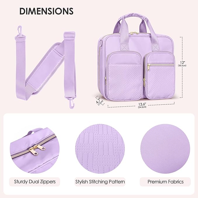 3 Ring Zipper Binder, 2 Inch Ring Binder Organizer Bag with Shoulder Strap Fits 13 Inch Laptop and 500 Sheets, Purple(Empty Bag Only)