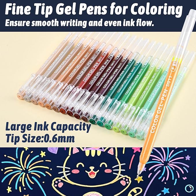 168Pcs Colored Gel Pens, 162 Colors 0.6mm Fine Point Gel Pens Colored Set for Adult Coloring Books, Journal Pen Markers for Coloring, Journaling Supplies, Writing Drawing Note Taking Office Home