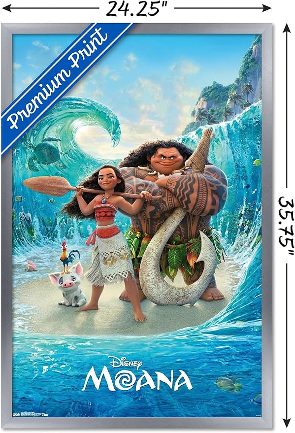 Disney Moana - Ocean Floor Wall Poster, 34L" x 22.4W", Silver Framed Version