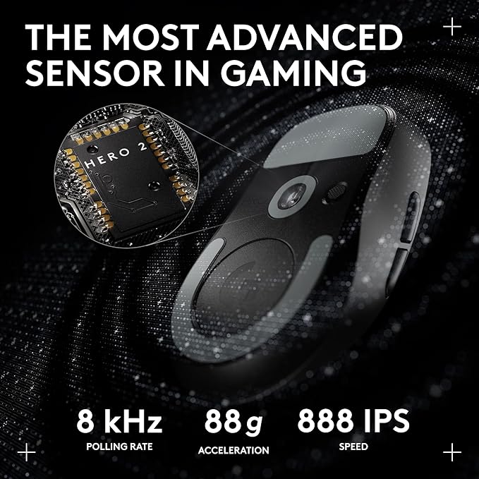 Logitech G PRO X Superlight 2 DEX Wireless Gaming Mouse, 60g pro-Grade Right-Handed Mouse with 5 programmable Buttons, USB-C Charging, 44k DPI Sensor, up to 8 kHz Polling for PC/Mac - Black