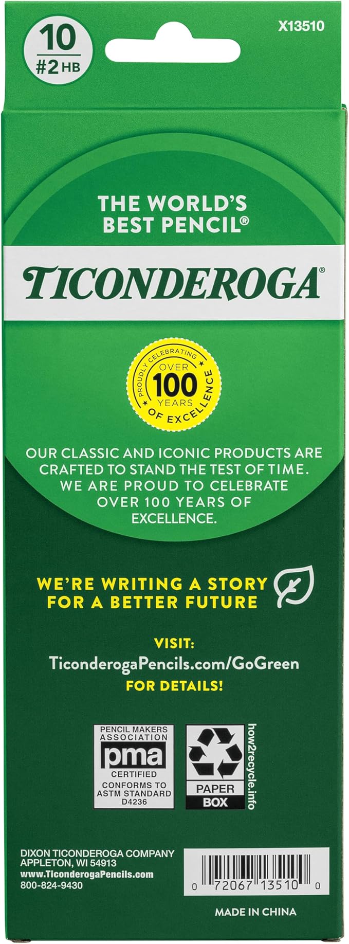 Ticonderoga Wooden Pencils, Pre-Sharpened, #2 HB Soft, Metallic Colors, 10 Count