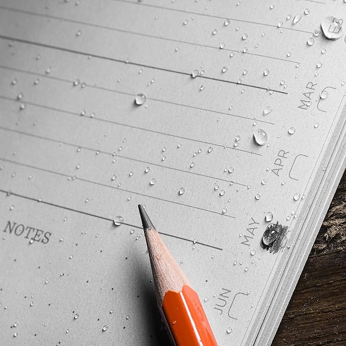 Rite in the Rain Weatherproof Side Spiral Weekly Planner, 6.625" x 8.5", Black Cover, Undated Calendar (No. P52-LG)