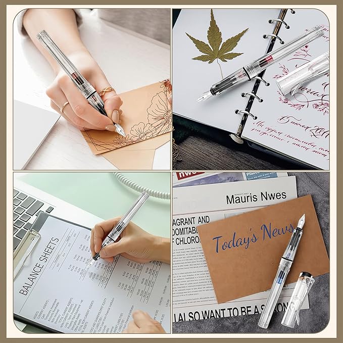 Calligraphy Set, 7 Pcs Fountain Pen with Different Replaceable Nib and 40 Replaceable Ink Cartridge in 11 Color for Beginner Writing and Drawing Calligraphy Kit