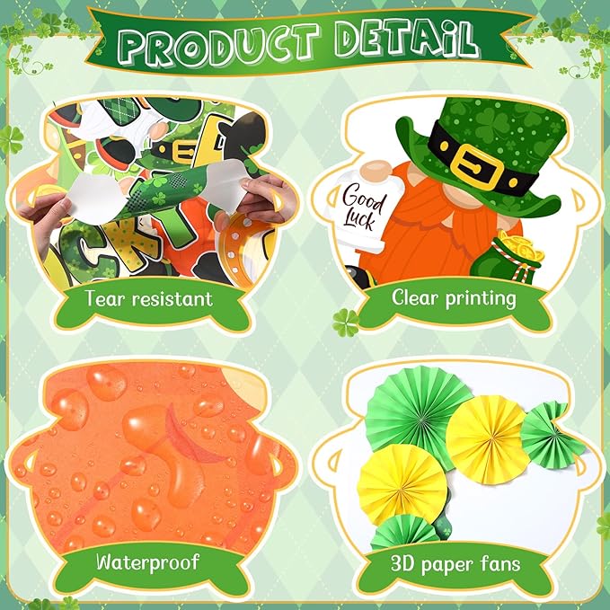 Eersida Spring Bulletin Board Decorations with Paper Fans St Patricks Day 3D Classroom Bulletin Board Christian Easter Flower Bunny Cutouts School VBS Library Church Window Wall Decor(St. Patrick’s)