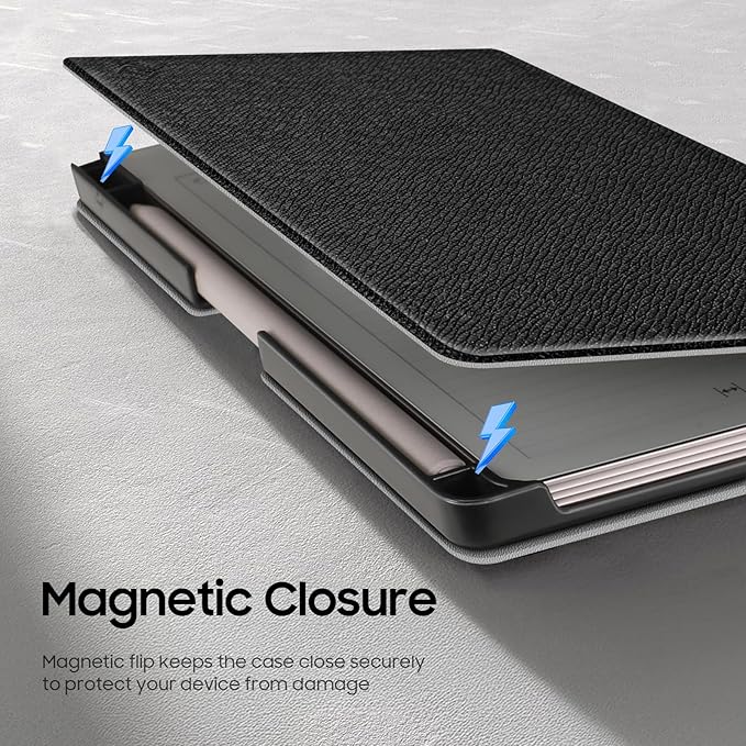 Fintie Case for 7.3" Remarkable Paper Pro Move 2025, [Built-in Pen Holder] PU Leather Hard Back Shell Flip Standing Cover Auto Wake/Sleep with Card Slot, Black