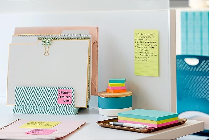 Post-it Super Sticky Notes, 4x6 in, Supernova Neons Collection, Lined, 3 Pads/Pack (4645-3SSAN) (Pack of 2)