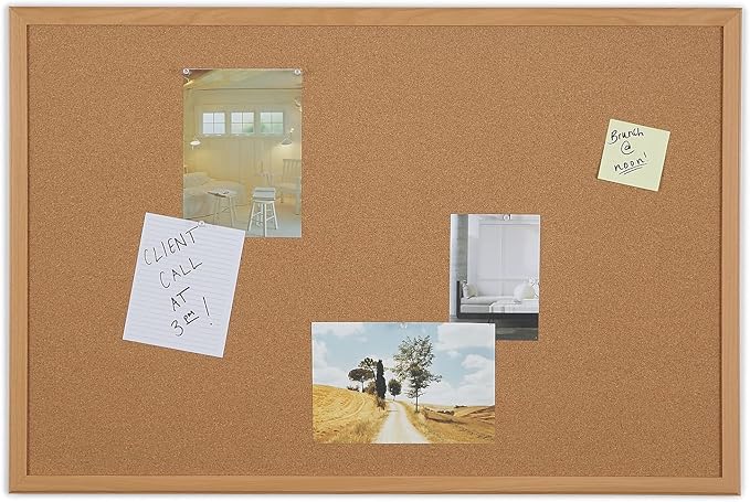 Staples Cork Bulletin Board, 3 x 2 Feet, Oak Frame, Vertical or Horizontal Mount, Self-Healing Surface